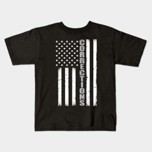 Thin Silver Line Corrections Flag Kids T-Shirt